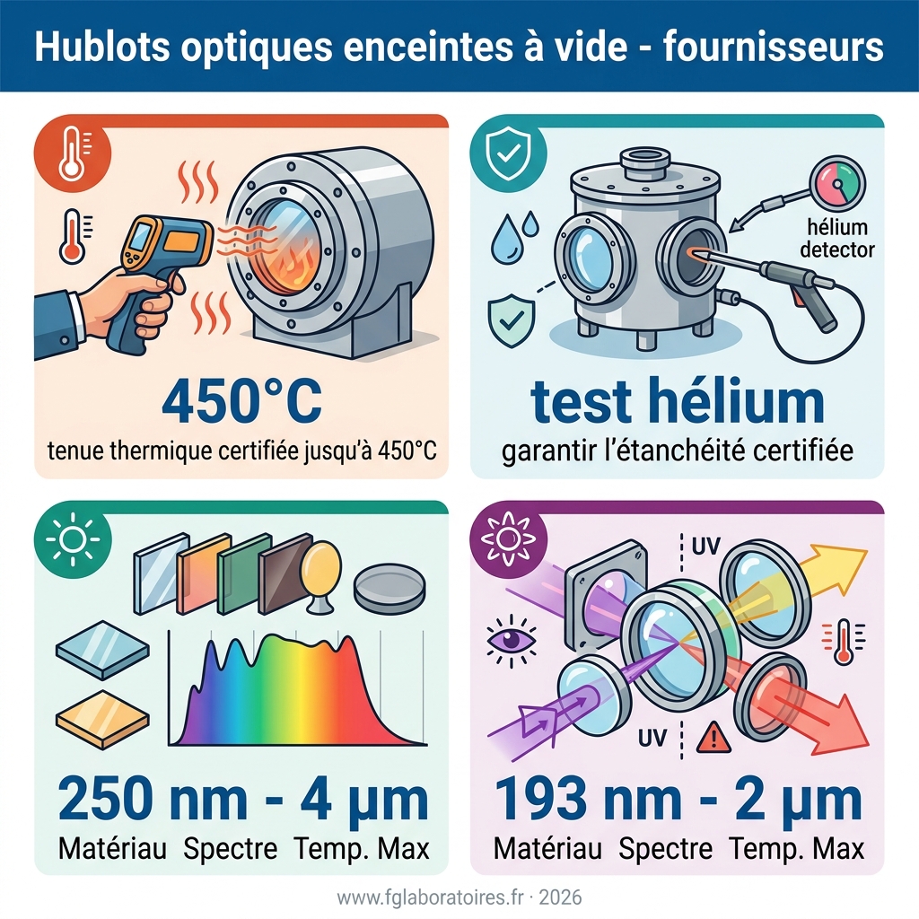Infographie — hublots optiques enceintes à vide fournisseurs